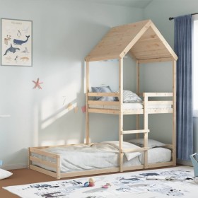 Cama litera sin colchón madera maciza de pino 90x200 cm