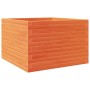 Jardinera de madera maciza de pino marrón cera 70x70x46 cm