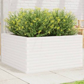 Jardinera de madera maciza de pino blanca 90x90x46 cm Jardinera de madera maciza de pino blanca 90x90x46 cm