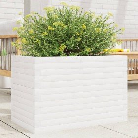 Jardinera de madera maciza de pino blanca 70x40x46 cm en Maceteros y jardineras | Comprar online en Foro24