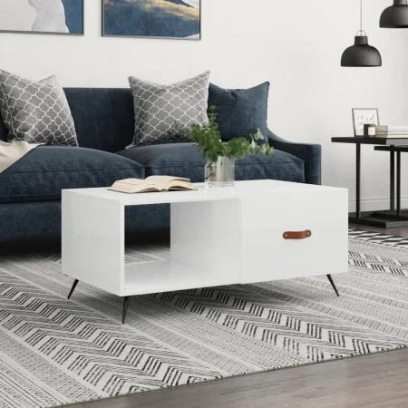 Mesa de centro madera contrachapada blanco brillo 90x50x40 cm de vidaXL, Mesas de centro - Ref: Foro24-829182, Precio: 43,74 ...