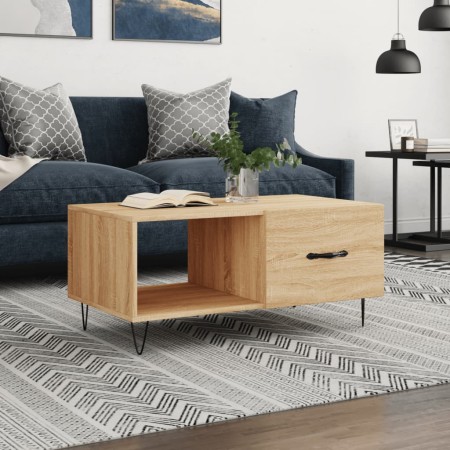 Mesa de centro madera contrachapada roble Sonoma 90x50x40 cm de vidaXL, Mesas de centro - Ref: Foro24-829207, Precio: 46,37 €