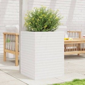 Jardinera madera maciza de pino blanco 50x50x68,5 cm