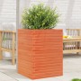 Jardinera madera maciza de pino marrón cera 50x50x68,5 cm