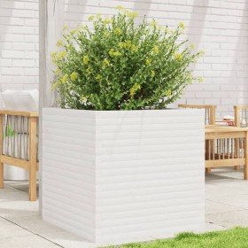 Jardinera de madera maciza de pino blanca 70x70x68,5 cm en Maceteros y jardineras | Comprar online en Foro24