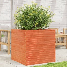 Jardinera de madera maciza de pino marrón cera 70x70x68,5 cm Jardinera de madera maciza de pino marrón cera 70x70x68,5 cm