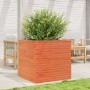 Jardinera de madera maciza de pino marrón cera 70x70x68,5 cm