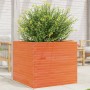 Jardinera madera maciza de pino marrón cera 80x80x68,5 cm