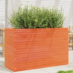 Jardinera madera maciza de pino marrón cera 110x40x68,5 cm