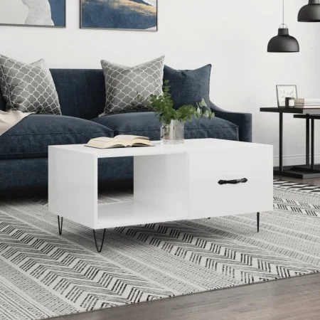 Couchtisch aus glänzend weißem Sperrholz, 90 x 50 x 40 cm von vidaXL, Couchtisch - Ref: Foro24-829206, Preis: 49,46 €, Rabatt: %