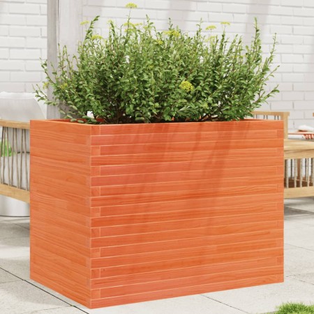 Jardinera madera maciza de pino marrón cera 90x60x68,5 cm