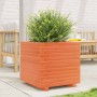 Jardinera madera maciza de pino marrón cera 50x50x49,5 cm