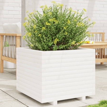 Jardinera madera maciza de pino blanco 60x60x49,5 cm