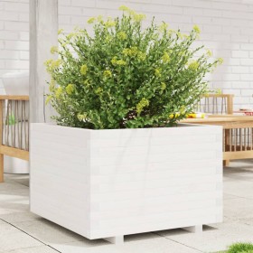 Jardinera madera maciza de pino blanco 70x70x49,5 cm