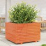 Jardinera madera maciza de pino marrón cera 70x70x49,5 cm