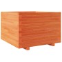 Jardinera madera maciza de pino marrón cera 70x70x49,5 cm