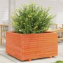 Jardinera madera maciza de pino marrón cera 80x80x49,5 cm
