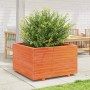 Jardinera madera maciza de pino marrón cera 80x80x49,5 cm