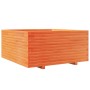 Jardinera madera maciza de pino marrón cera 100x100x49,5 cm