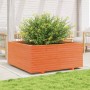 Jardinera madera maciza de pino marrón cera 110x110x49,5 cm