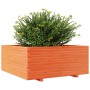 Jardinera madera maciza de pino marrón cera 110x110x49,5 cm