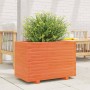Jardinera madera maciza de pino marrón cera 70x40x49,5 cm