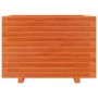 Jardinera madera maciza de pino marrón cera 70x40x49,5 cm