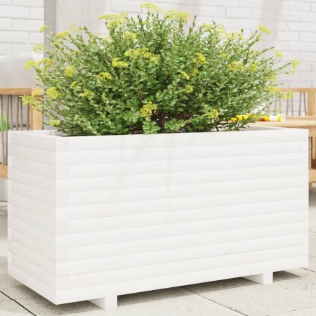 Jardinera madera maciza de pino blanco 90x40x49,5 cm