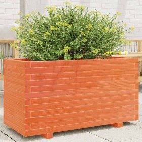Jardinera madera maciza de pino marrón cera 90x40x49,5 cm