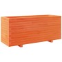 Jardinera madera maciza de pino marrón cera 110x40x49,5 cm