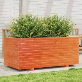 Jardinera madera maciza de pino marrón cera 110x60x49,5 cm