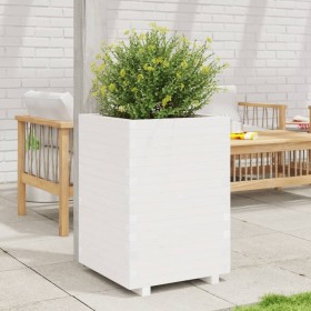 Jardinera madera maciza de pino blanco 50x50x72,5 cm