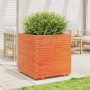 Jardinera madera maciza de pino marrón cera 70x70x72,5 cm