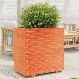 Jardinera madera maciza de pino marrón cera 70x40x72,5 cm