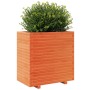 Jardinera madera maciza de pino marrón cera 70x40x72,5 cm