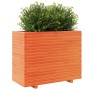 Jardinera madera maciza de pino marrón cera 90x40x72,5 cm