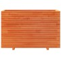 Jardinera madera maciza de pino marrón cera 110x40x72,5 cm