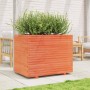 Jardinera madera maciza de pino marrón cera 90x60x72,5 cm