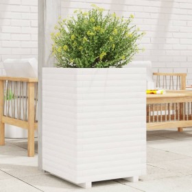 Jardinera madera maciza de pino blanco 50x50x72 cm