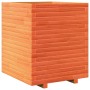 Jardinera exterior madera maciza pino marrón cera 60x60x72 cm