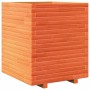 Jardinera exterior madera maciza pino marrón cera 60x60x72 cm