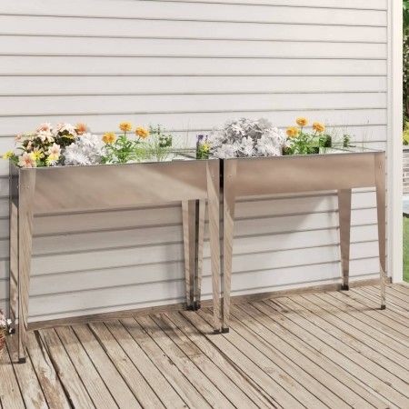 Pflanzgefäße 2 Einheiten aus verzinktem Stahl von vidaXL, Töpfe und Pflanzgefäße - Ref: Foro24-3154236, Preis: 100,77 €, Raba...