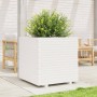 Jardinera de madera maciza de pino blanca 70x70x72 cm