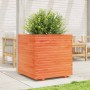 Jardinera madera maciza de pino marrón cera 70x70x72 cm