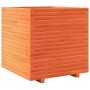 Jardinera madera maciza de pino marrón cera 70x70x72 cm