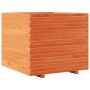 Jardinera madera maciza de pino marrón cera 80x80x72 cm