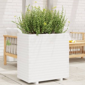Jardinera de madera maciza de pino blanca 70x40x72 cm