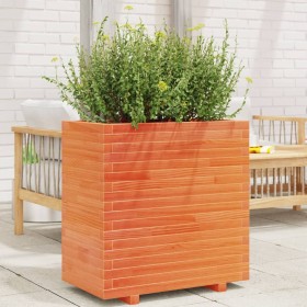 Jardinera madera maciza de pino marrón cera 70x40x72 cm