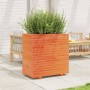 Jardinera madera maciza de pino marrón cera 70x40x72 cm