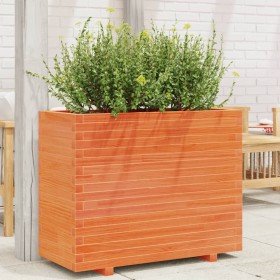 Jardinera madera maciza de pino marrón cera 90x40x72 cm
